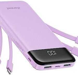 Portable Charger with Built in Cables, Portable Charger with Cords Wires Slim