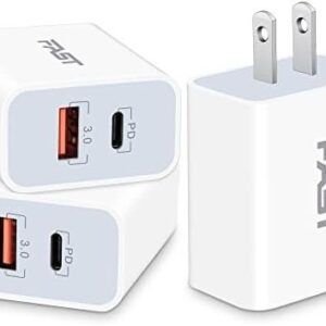 USB C Charger Block Fast Charging, 20W 3-Pack Dual Port PD Plug Power Adapter
