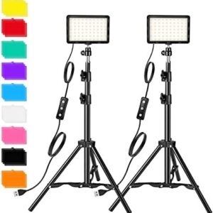 Photography Video Lighting Kit, LED Studio Streaming Lights W/70 Beads & Color