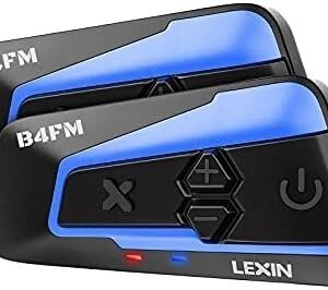 LEXIN Motorcycle Bluetooth Headset with Music Sharing, 2pcs B4FM 10 Riders