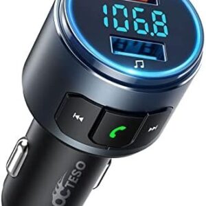 Octeso Upgraded V5.0 FM Bluetooth Transmitter Car, QC3.0 & LED Backlit Wireless