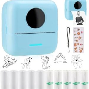 HuiJuKeJi Mini Sticker Printer Pocket Inkless Thermal Printer with 11 Rolls