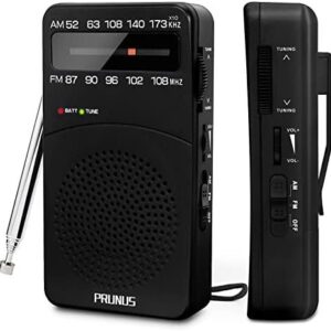 PRUNUS J-166 Portable Radio AM FM, Battery Operated with Tuning Light, Back