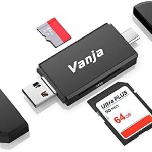 Vanja SD Card to USB Adapter, 3-in-1 USB-C USB-A Micro USB SD Card Reader