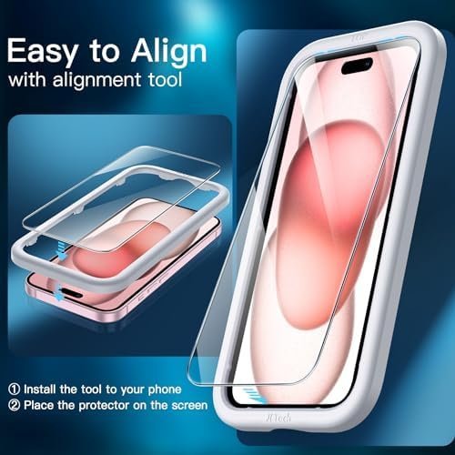 JETech Screen Protector for iPhone 15 6.1-Inch with Camera Lens Protector - Image 5