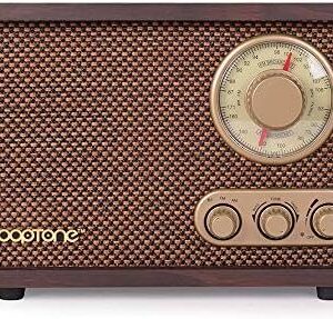LoopTone FM AM Radio Retro Wood Radio with Bluetooth Play Mp3
