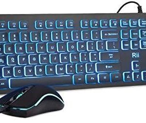 Rii Three Colors Backlit Business Keyboard,Gaming Keyboard and Mouse Combo