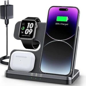 JARGOU 3 in 1 Charging Station for Apple Wireless Charger for iPhone 15 14 13 12