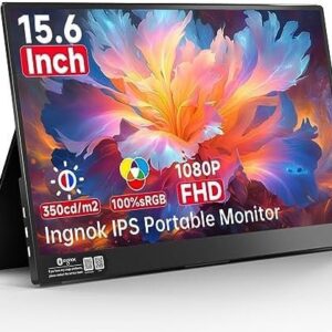 Portable Monitor 15.6 Inch FHD Ingnok A+Screen 100%sRGB IPS Laptop Screen