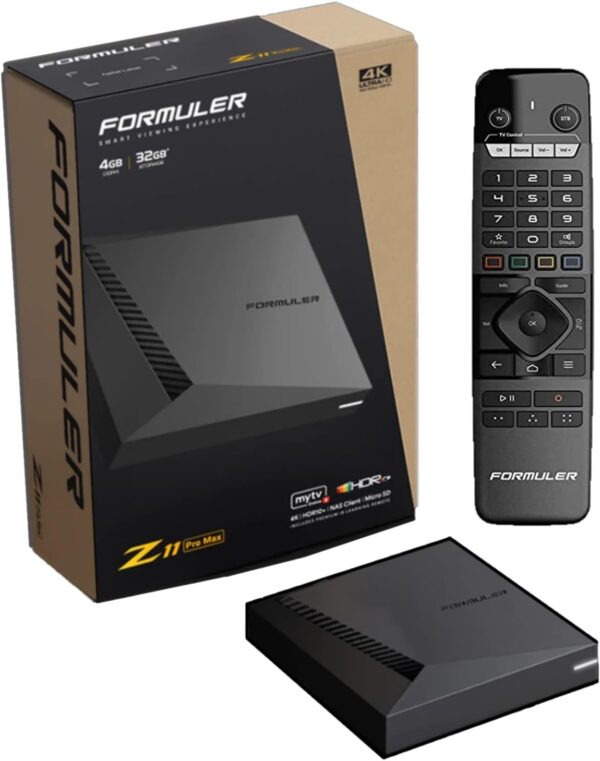 Formuler Z11 Pro Max 4K Android 11 Dual Band 5G Gigabit LAN 4GB RAM 32GB Storage with Premium IR1 Remote Control | Bonus 4K HDMI Cable, Dreamlink 7 Color Keyboard, Silicone Remote Case