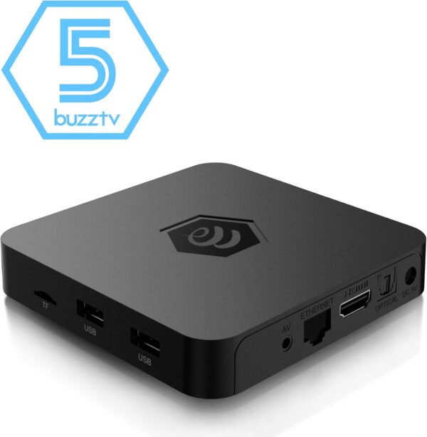 BuzzTV B5 Android 11 TV Box, 2GB RAM, 16GB Storage, 4K UHD, HDMI Output, Wi-Fi, Smart TV Box for Movies, Apps, TV Shows, and Entertainment