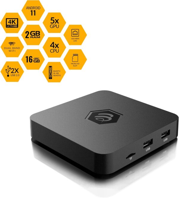 BuzzTV B5 Android 11 TV Box, 2GB RAM, 16GB Storage, 4K UHD, HDMI Output, Wi-Fi, Smart TV Box for Movies, Apps, TV Shows, and Entertainment - Image 3