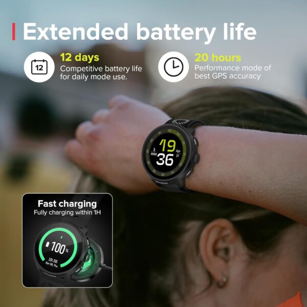 SUUNTO Run Sports Watch, 1.32" AMOLED Touchscreen w/Crown Button, 12D Battery Life, Dualband Accurate GPS, Wrist Heart-Rate & Sleep Health Tracking, 35g Lightweight & 4GB Offline Music, All Black - Image 3