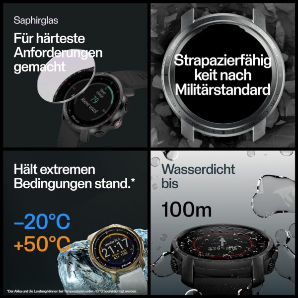 Polar Grit X Pro - GPS Multisport Smartwatch - Military Durability, Sapphire Glass, Wrist-Based Heart Rate, Long Battery Life, Navigation - Ideal for Outdoor Sports, Trail Running, Hiking, Black - Image 3